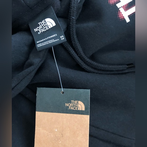 NWT The North Face Hoodie Cropped Black Red Logo Relaxed Fit Sweatshirt XS - Picture 5 of 8